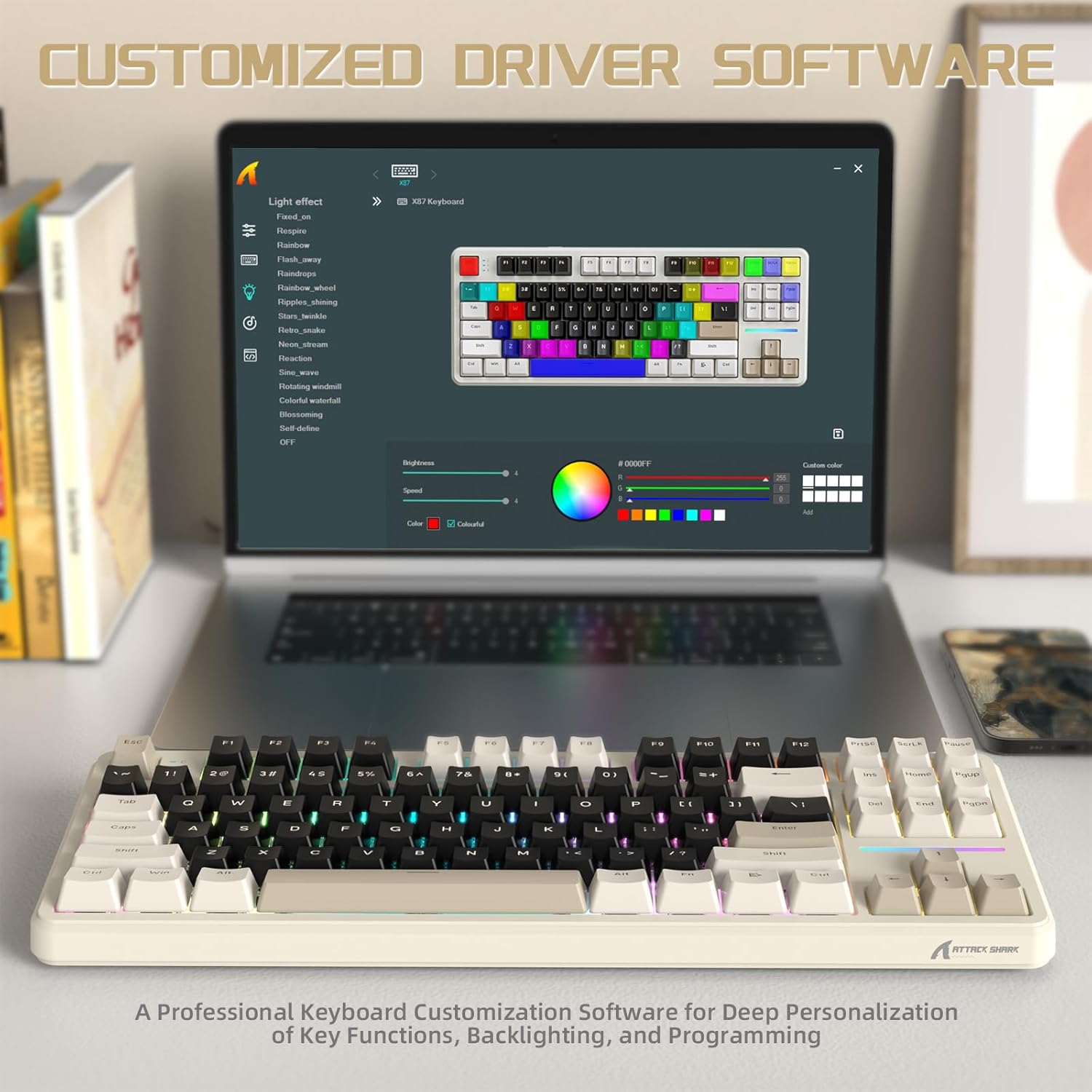 Screenshot of the custom driver software interface for keyboard customization