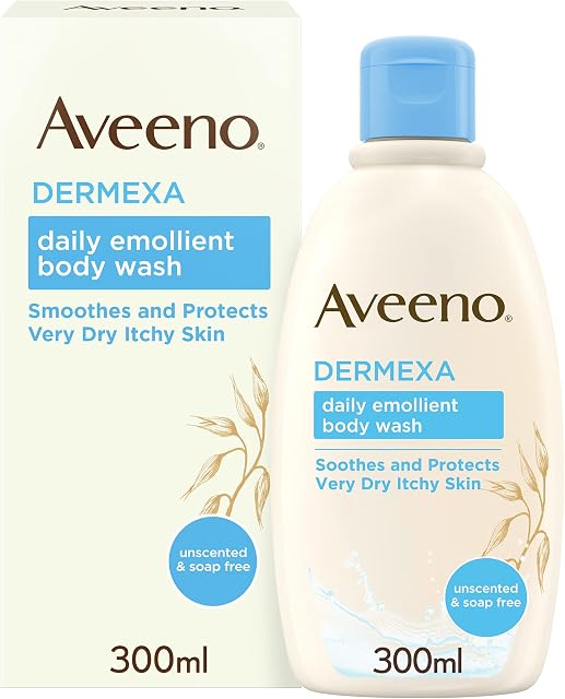 Aveeno Dermexa Daily Emollient Body Wash, Gently cleanses and Soothes, For Very Dry Itchy Also Eczema Prone Skin, 300 ml(Packaging may vary)