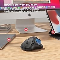 Vista 4 de Nulea M501 Ratón Trackball Inalámbrico, Ergonómico Recargable, Control Fácil con el Pulgar, Seguimiento Preciso y Suave, Conexión de 3 Dispositivos