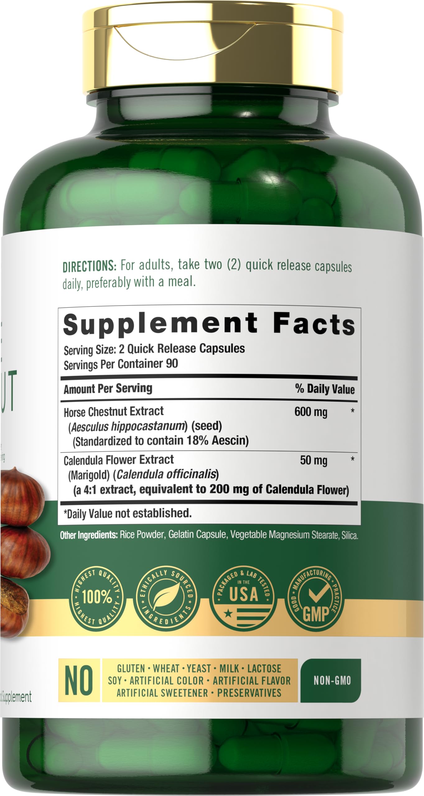 Carlyle Horse Chestnut Extract | 600mg | 180 Capsules | Herbal Supplement — Amazon image 2