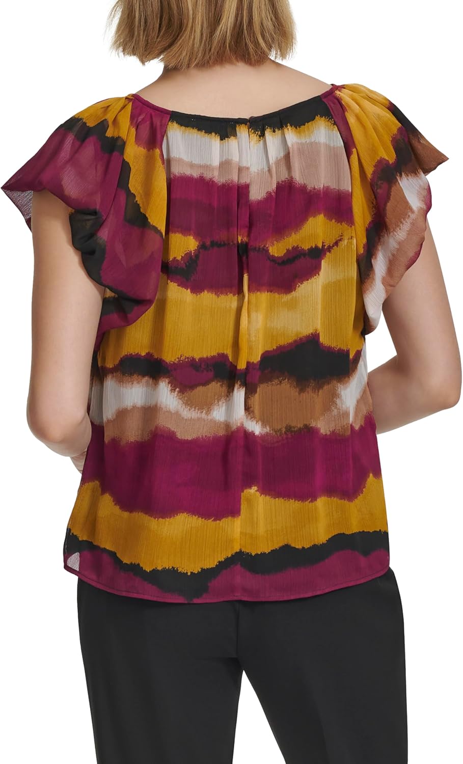 Calvin Klein Womens Ruffle Detail Sleeveless Blouse