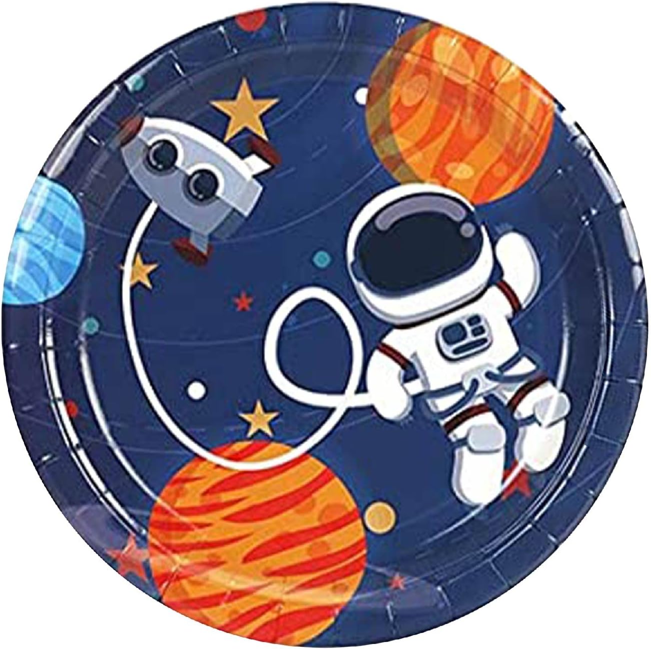 Wanna Party Space Theme Plates, 9 inch Paper Plates for Outer Space Birthday Party Supplies,Galaxy Solar System Astronaut Theme Party-Pack of 8