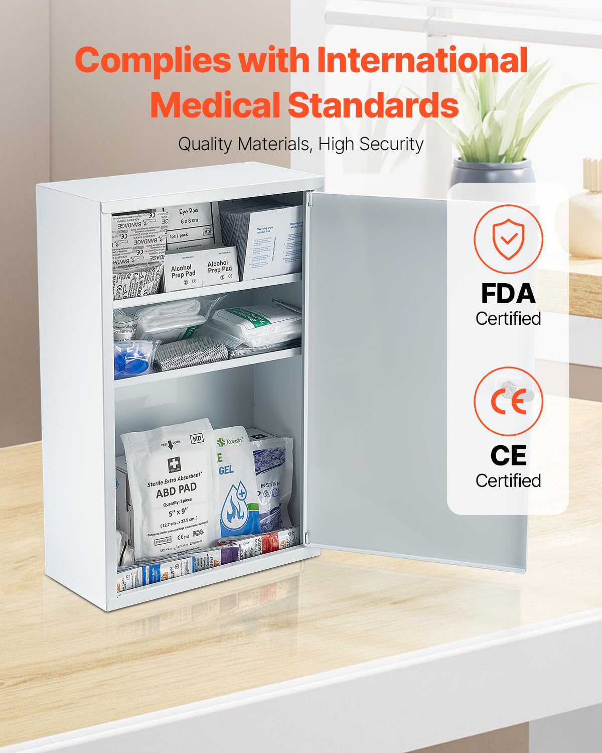 VEVOR Armoire à Pharmacie Métal Armoire de Premiers Secours 1000 PCS Fournitures Médicales d'urgence, Boîte Murale Autoportante 3 Étagères Grande Capacité, pour Maison, Bureau, Entreprises, Stations