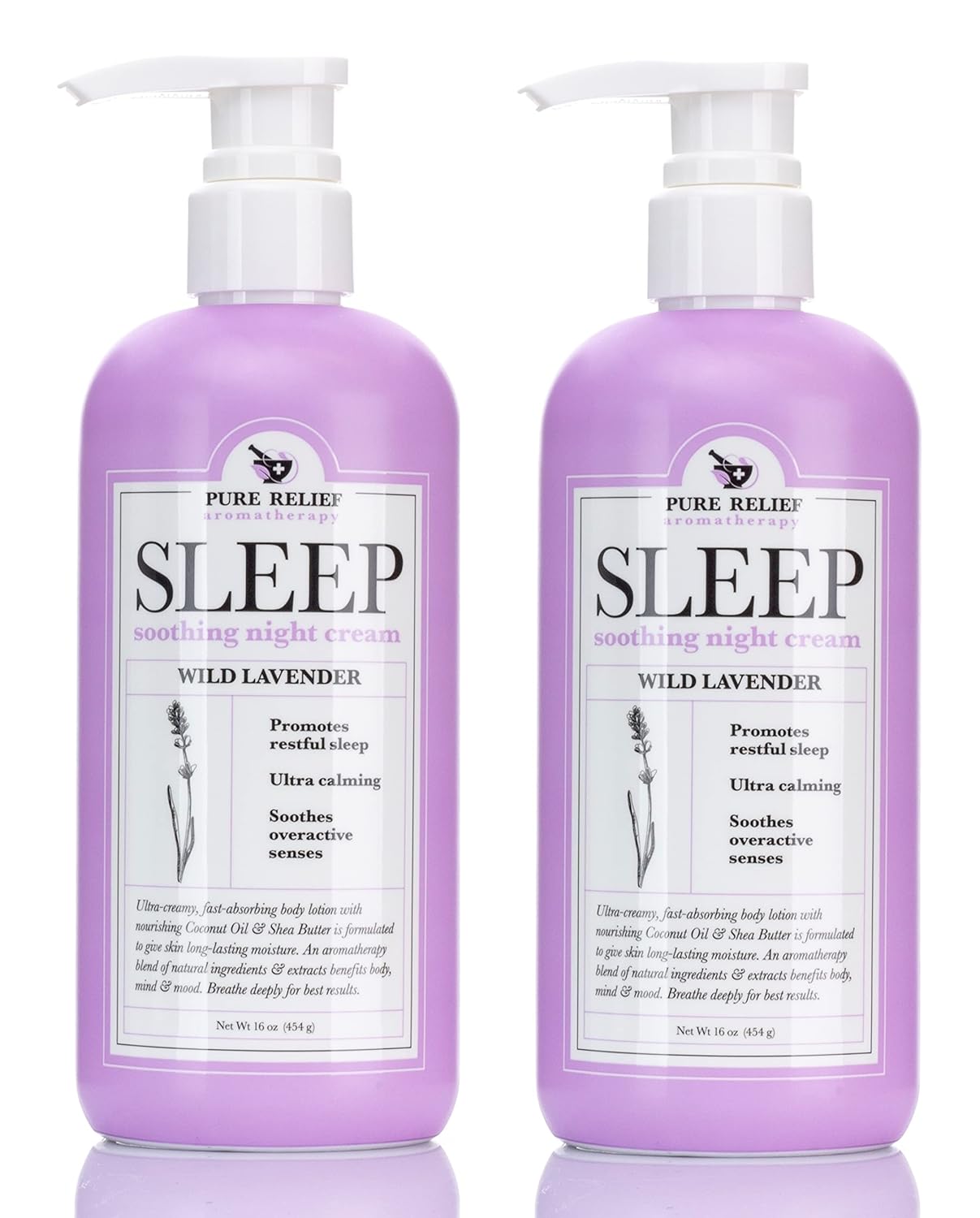 Lavender Sleep Body Lotion Shea Butter + Coconut Oil Body Cream Skin Care Moisturizer To Promote Better Rest W/Natural Soothing Herbal Extracts, Aromatherapy Night Cream, 16 Oz (2-Pack)