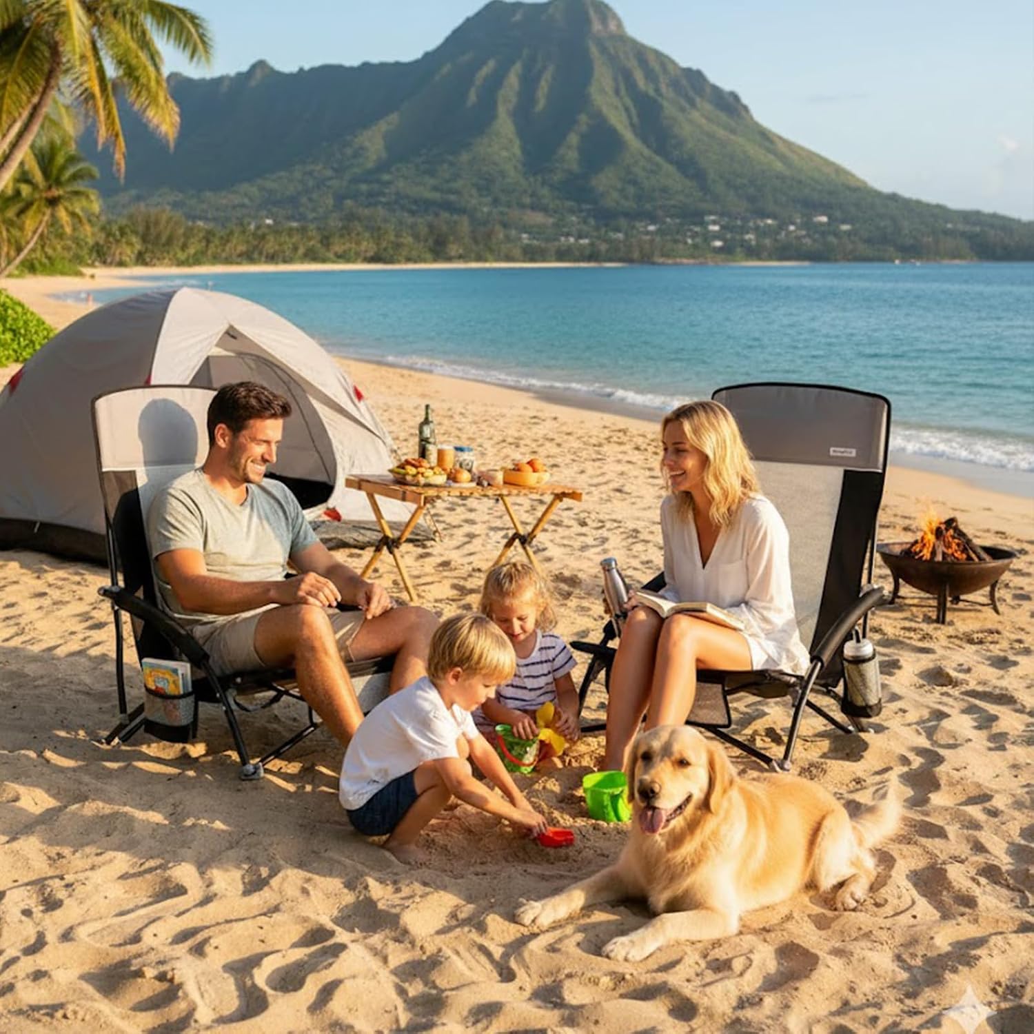 ‼️could have mild stains ‼️SUNNYFEEL Folding Beach Chair, High Back Beach Chairs for Adults, Lightweight Portable Camp Chair 300lbs Heavy Duty with Carry Bag, Cup Holder for Outdoor Travel Picnic Concert, 2 Pack, Black