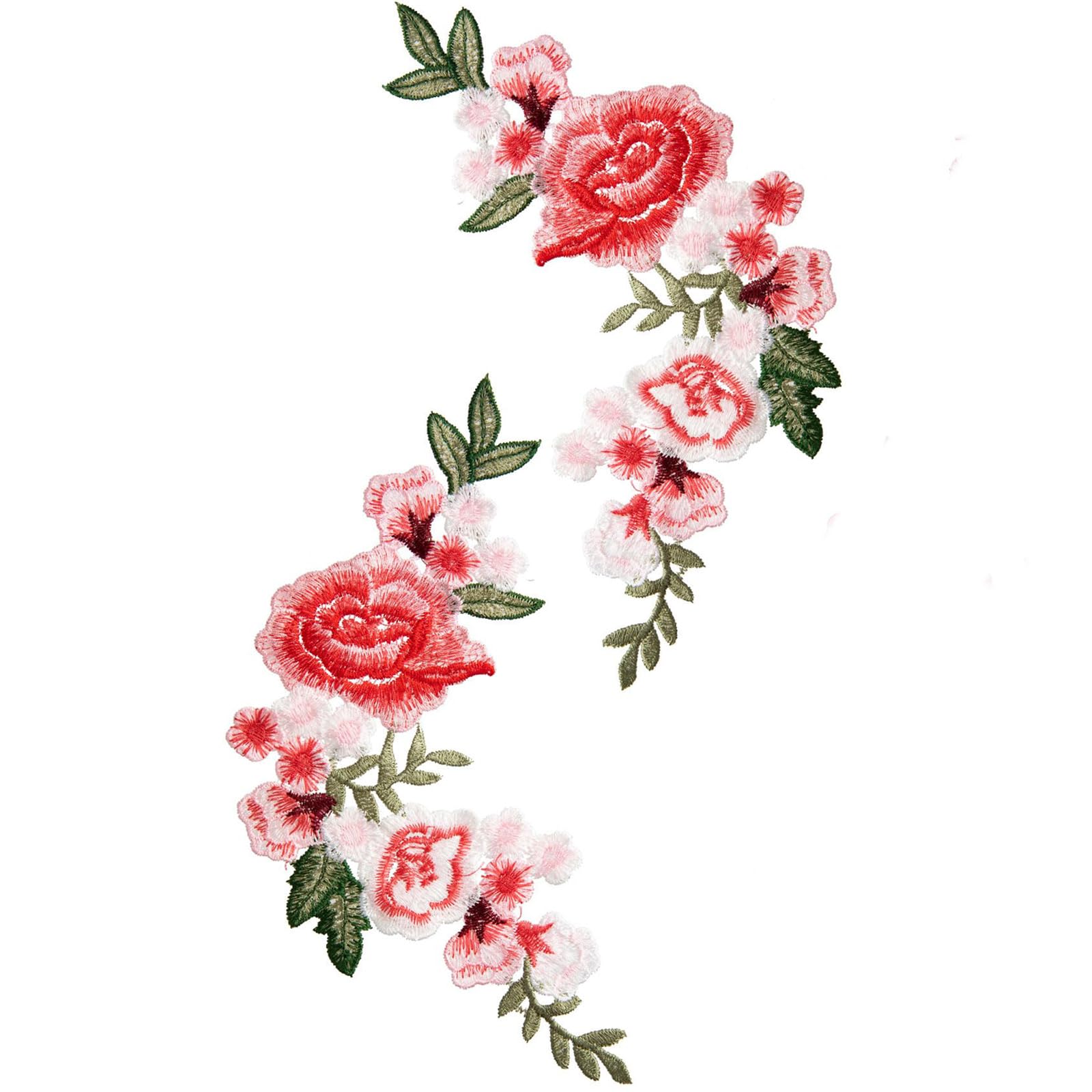 2PCS Embroidery Patches for Clothing, Patches for Embroidery Work, Cloth Stickers Patch, Blue Floral Lace Design, Personalize Wedding Outfits and Festival Attire (Pink)-image-45