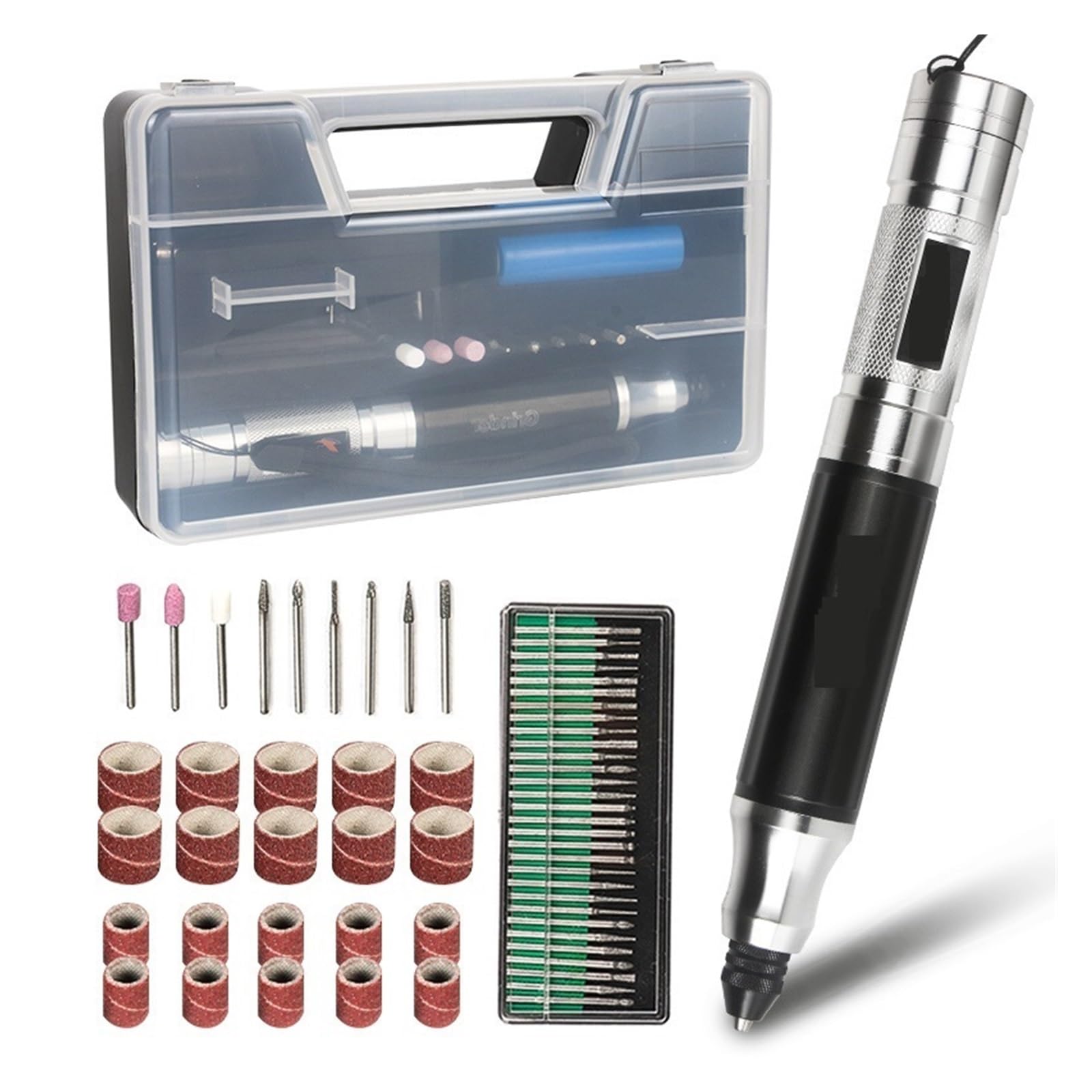 Trapano elettrico a batteria Penna for incisione del legno Batteria al litio Taglio Lucidatura Utensile rotante Mini trapano wireless Lucidatura, Incisione(Set 8)