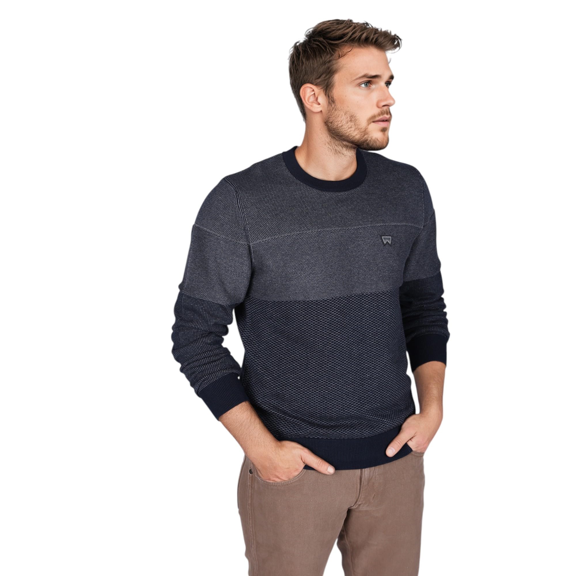Men Colorblock Blue Fit Sweater