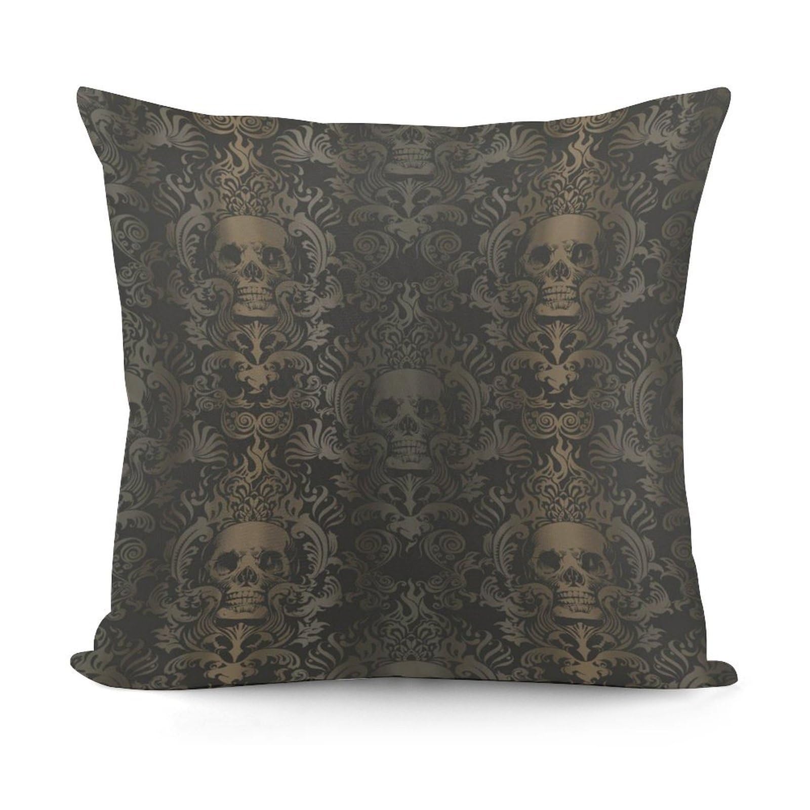 VstaDank Gothic Wallpaper Skull Pillow Covers Soft Plush Decorative Square Pillow Cover Modern Breathable Pillowcases Pillowcase with Invisible Zipper 18x18 Inches for Sofa Living Room
