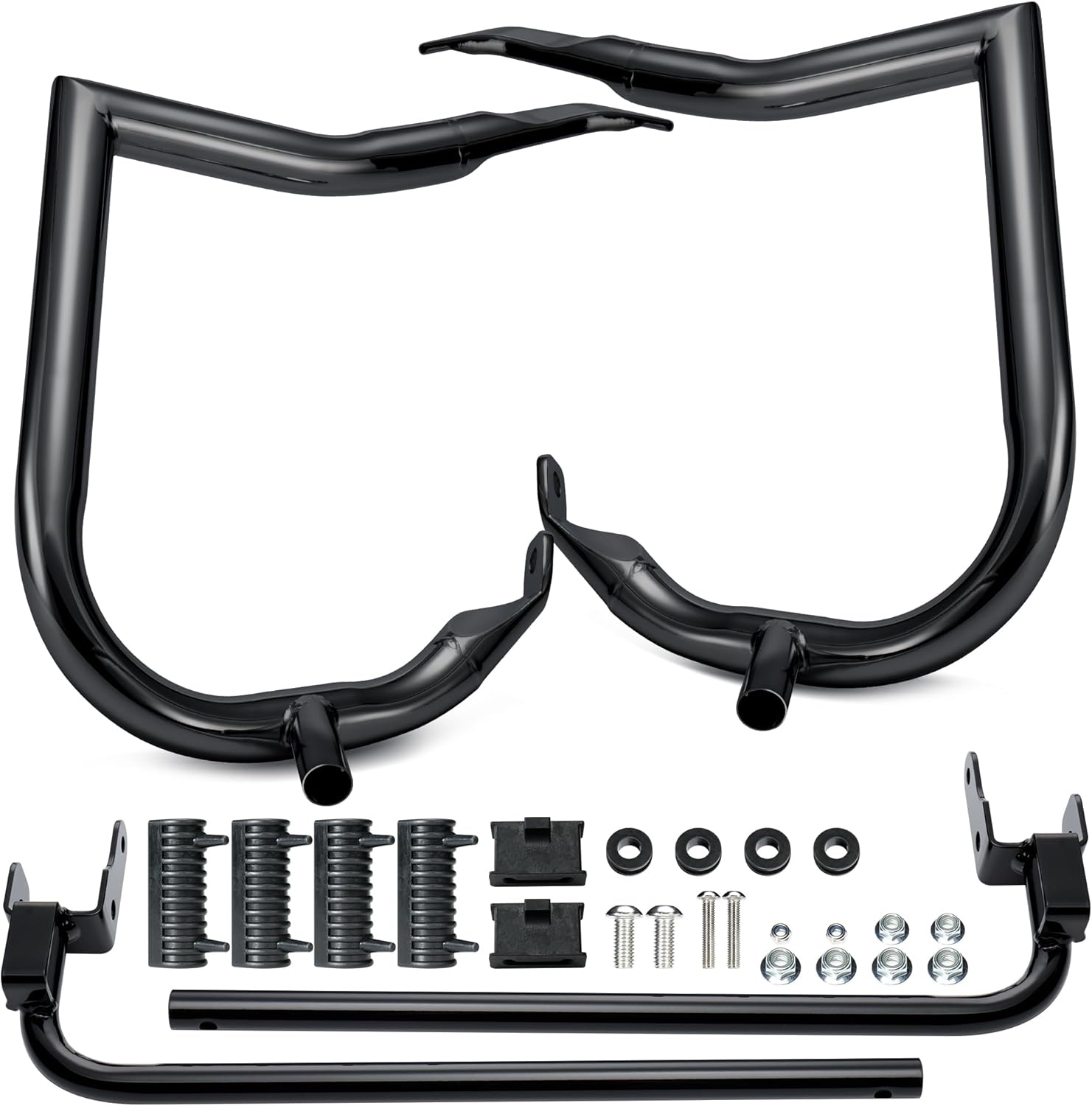 MoKitDora 2023-2025 Street Glide Road Glide Saddlebag Guard Rear Crash Bars 1.25" for Harley FLHXSE FLTRXSE FLHX FLTRX FLTRXSTSE Mount Bracket Support Flat, Black