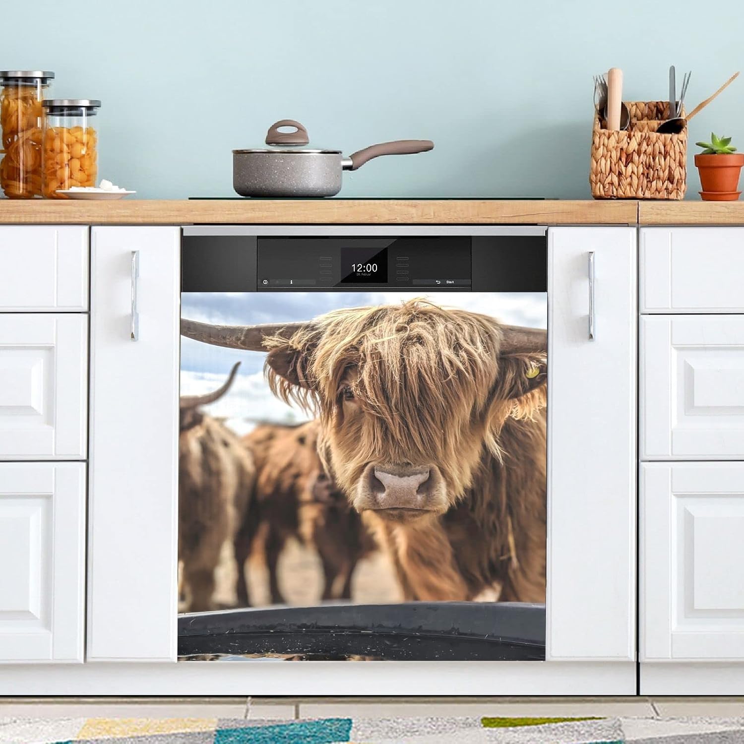 Amazon.com: Highlander Shaggy Cow Dishwasher Magnet Cover Front Door ...