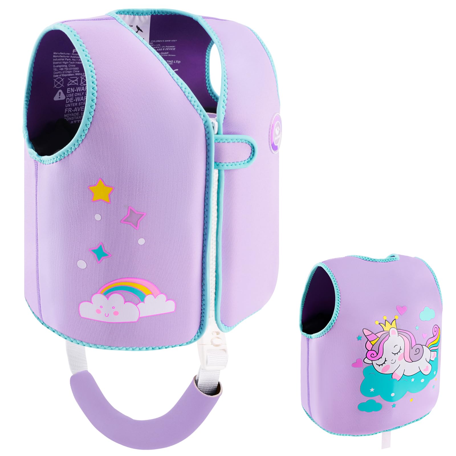 Pottwal Swim Vest for Kids - Swim Jacket - Made of Neoprene & EPE - with Adjustable Crotch Strap