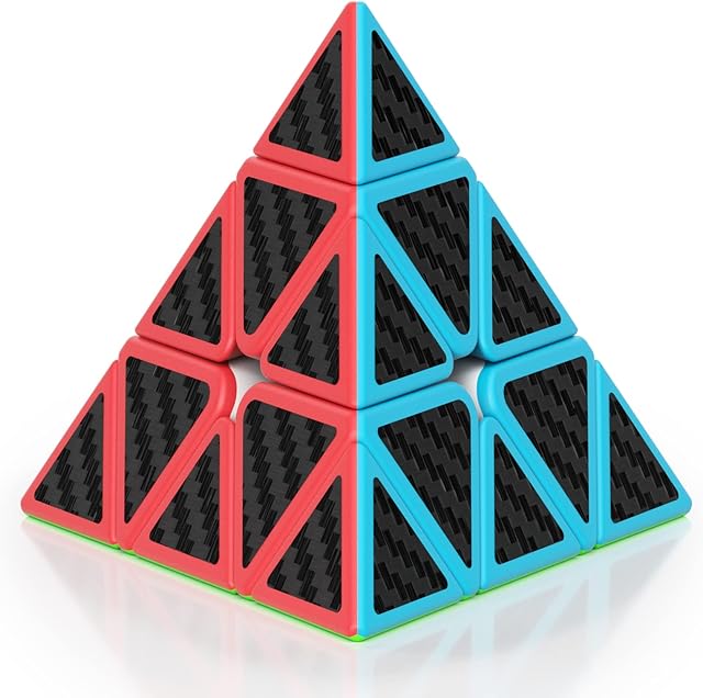 ROXENDA Pyramid Cube, Triangle Speed Cube; Carbon Fiber Vivid Colors - Even Faster than Original Pyramix