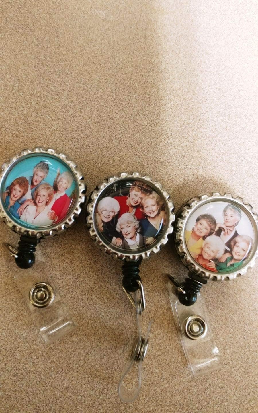 Golden Girls TV Show Set of 3 Pack of Cute Retractable Reel id Badge Holder Work Uniform Job