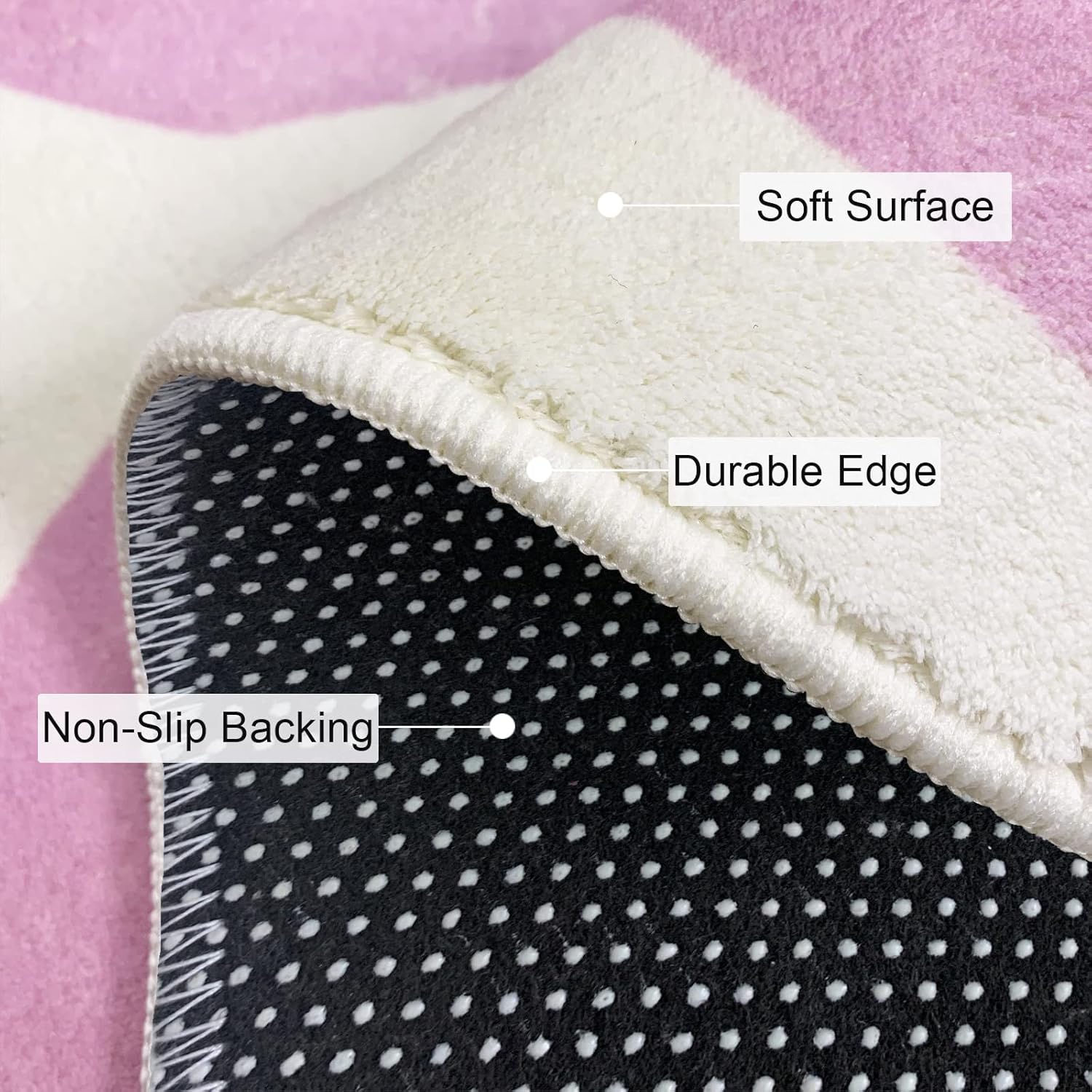 USTIDE Pink Flower Shaped Rug 47x47 Inch, Cute Round Area Rug for Bedroom Living Room Fluffy Circular Carpet Washable Floor Mat for Kids Room Nursery Room Playroom