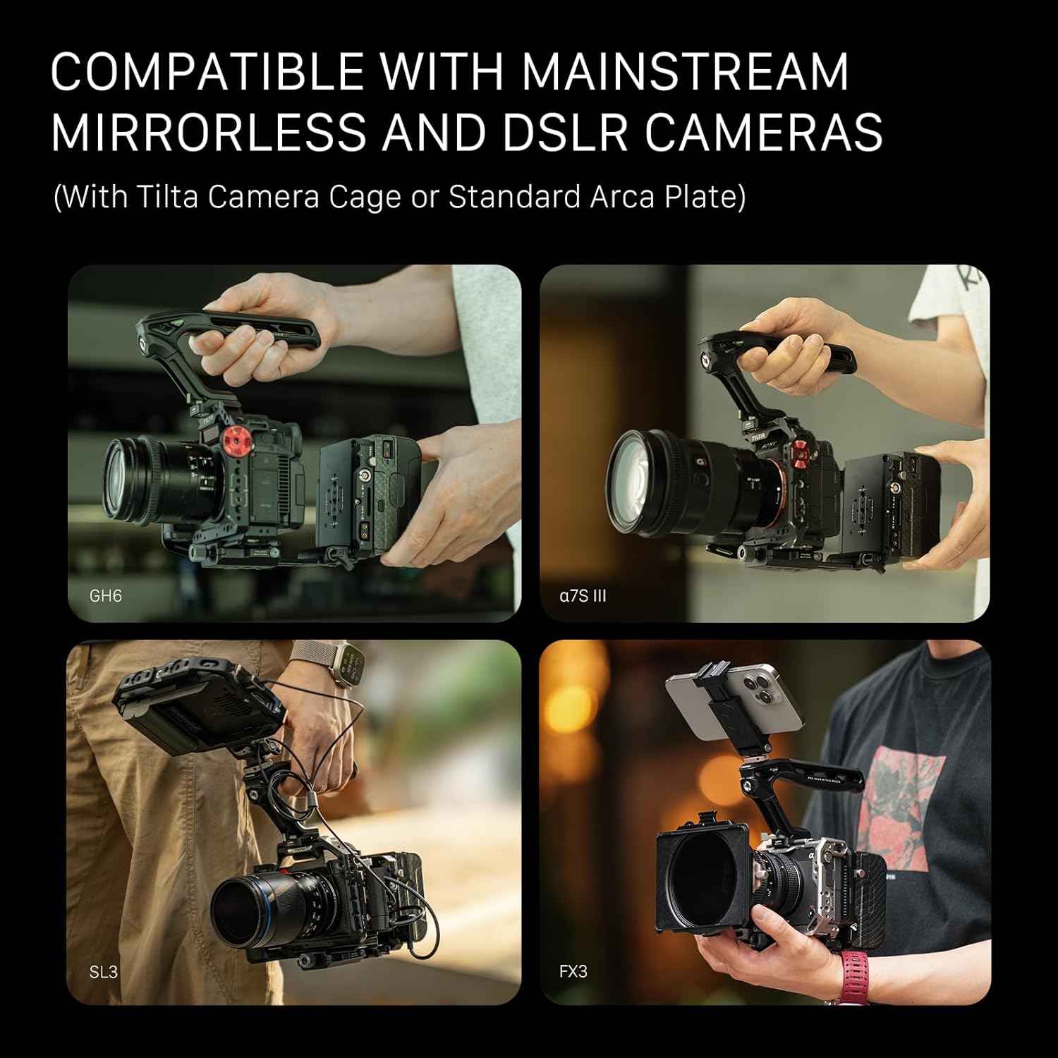 Tilta Adjustable ARCA Receiver for Mini PD V Mount Battery Plate | Compatible with DJI Standard ARCA Quick Release & Camera Cages | Adjustable Swivel Mount | Lightweight Rig Accessory – Black