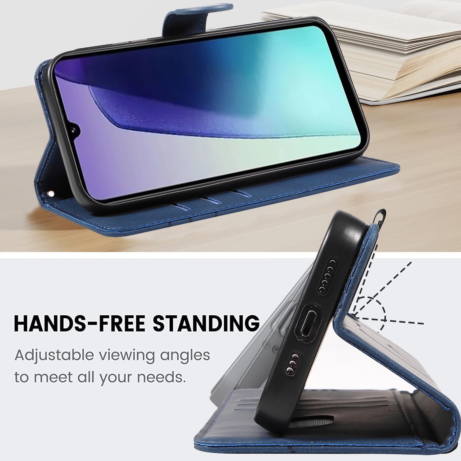 Housse Flip Magnétique Pour Xiaomi Redmi A5 4G - Cuir PU, Avec Verre Trempé - Porte-cartes, Support Intégré - Bleu