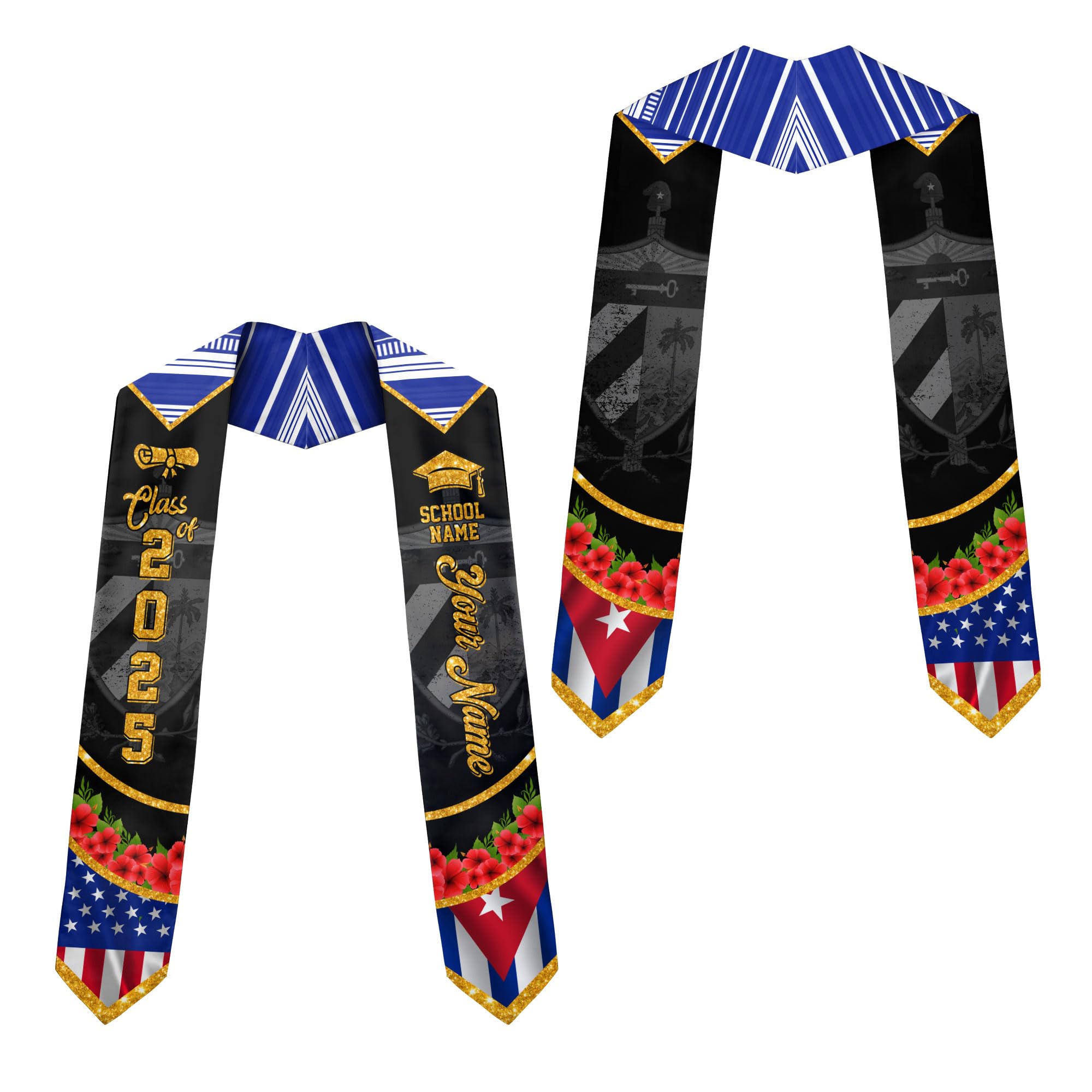 MonkeyVan Personalized Cubans American Flag Graduation Sash 2025, Cubans Graduation Sash, Cuba Graduation Stole Custom Cbs9