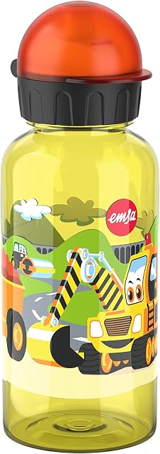 Emsa N30511 Kids Tritan butelka do picia | pojemność: 0,4 litra | 100% bezpieczna/praktyczna/higieniczna/szczelna/bezpieczna | sprytne zamknięcie do picia | wytrzymała | design: Road Works