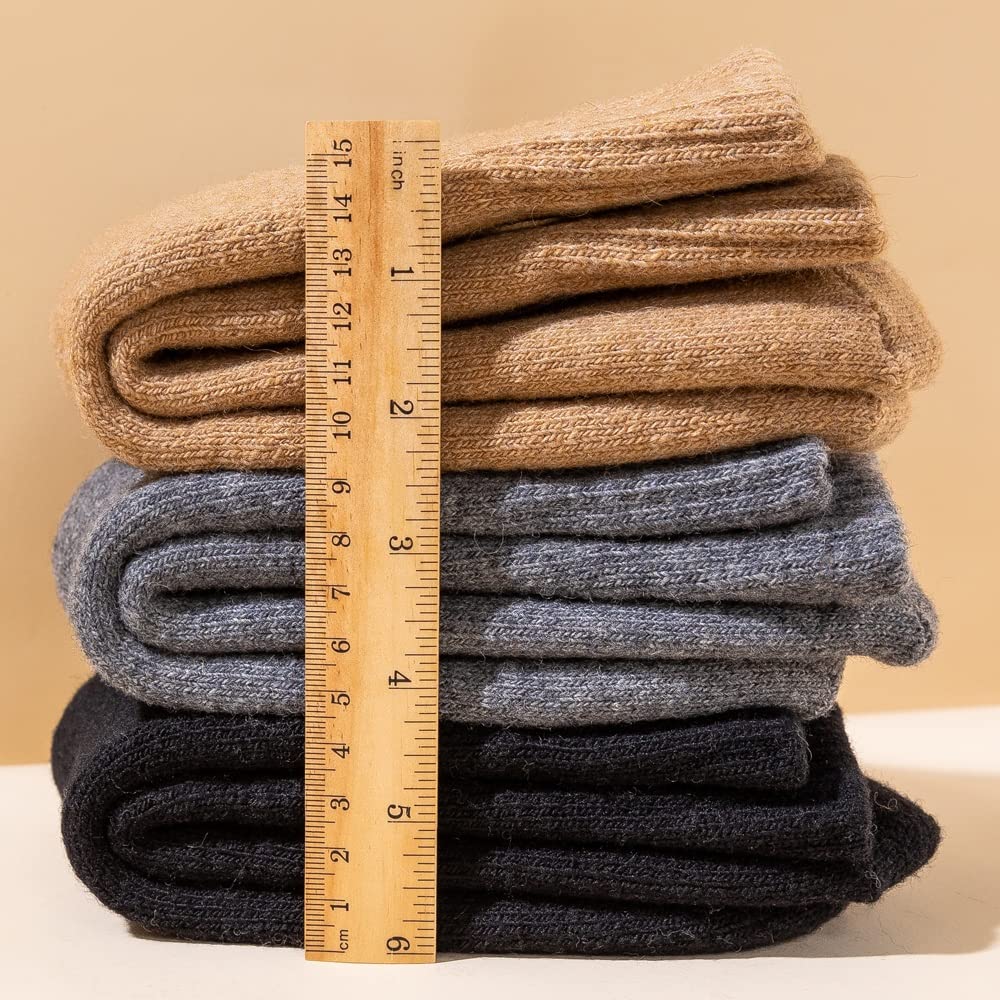 Wollsocken Weiche super schwere dicke Wollsocken warm gemütlicher thermischer Winter Männer Crew Socken mittlere Röhre 5 Paare schwarz grau blau EU 38-45 Wollsocken Damen ( Color : 5 Pairs Black , Siz