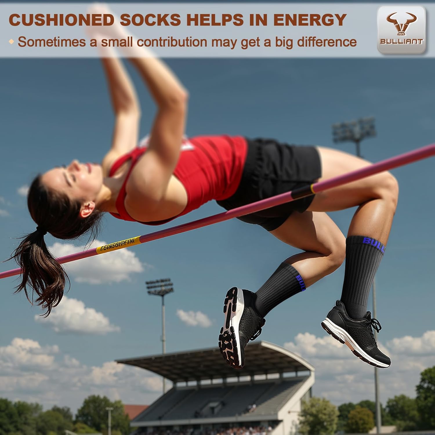 BULLIANT Men Socks,Athletic Crew Socks Compression For Men Sports Running Cushioned Footbed Non-blister Toe Brethable Wicking - Image 7