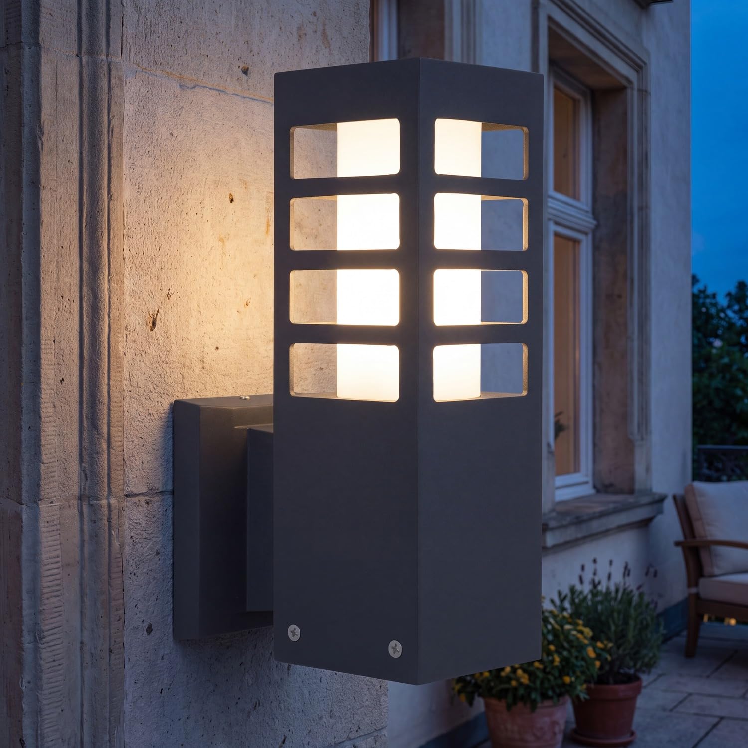 Licht-Erlebnisse Außen Wandlampe Anthrazit IP54 eckig E27 Modern vielseitig Außenleuchte Hauseingang Terrasse