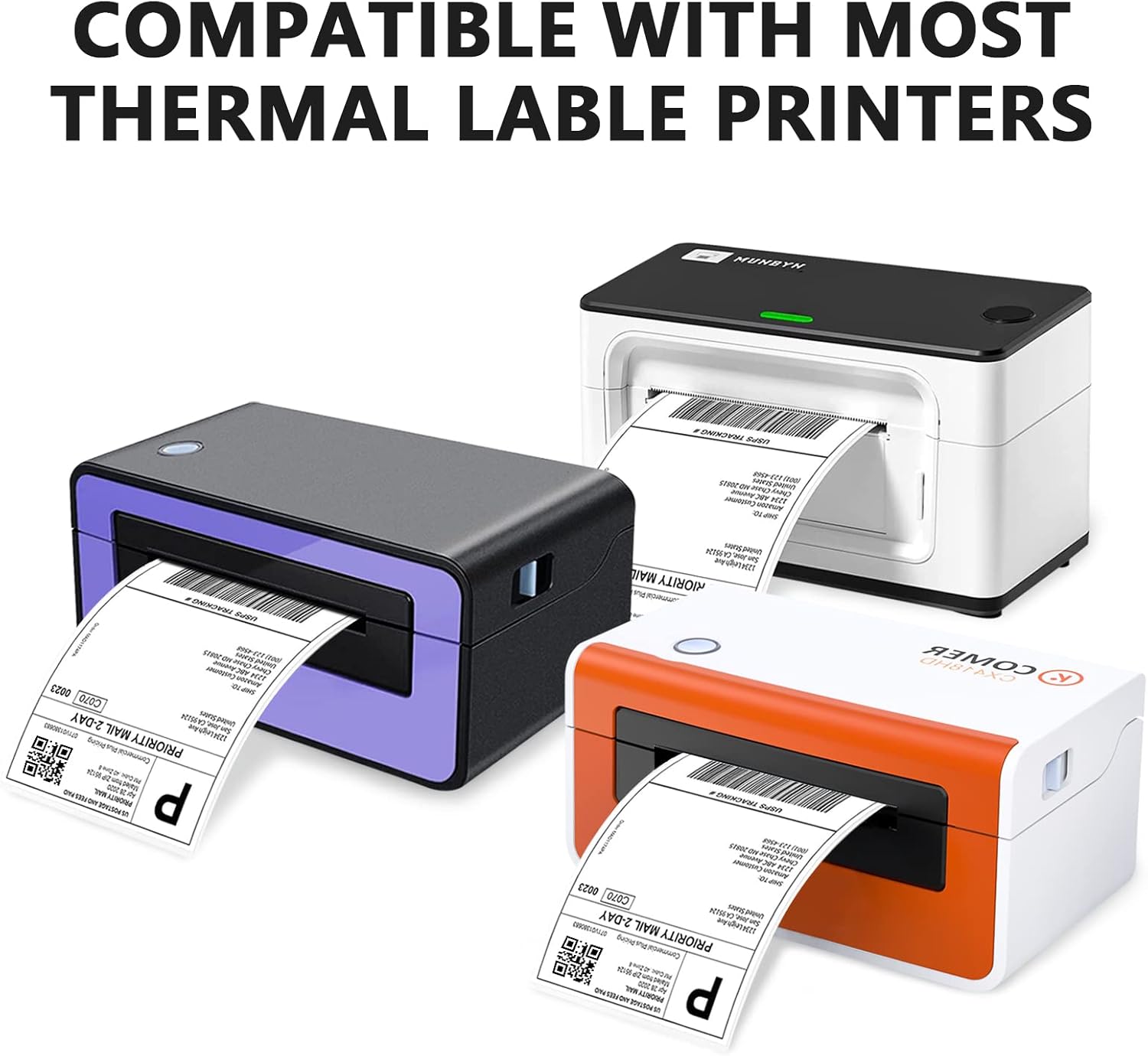 Fanfold 4 x 6 Direct Thermal Labels, Two Stack Total 1000 Lables, Commercial Grade - Premium Adhesive & Perforated, Thermal Labels Compatible with JADENS, iDPRT SP410, POLONO, ASprink