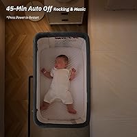 Vista 7 de Moisés mecedor para bebé, moisés eléctrico automático junto a la cama, durmiente junto a la cama para bebé de 5 alturas ajustables para infantes