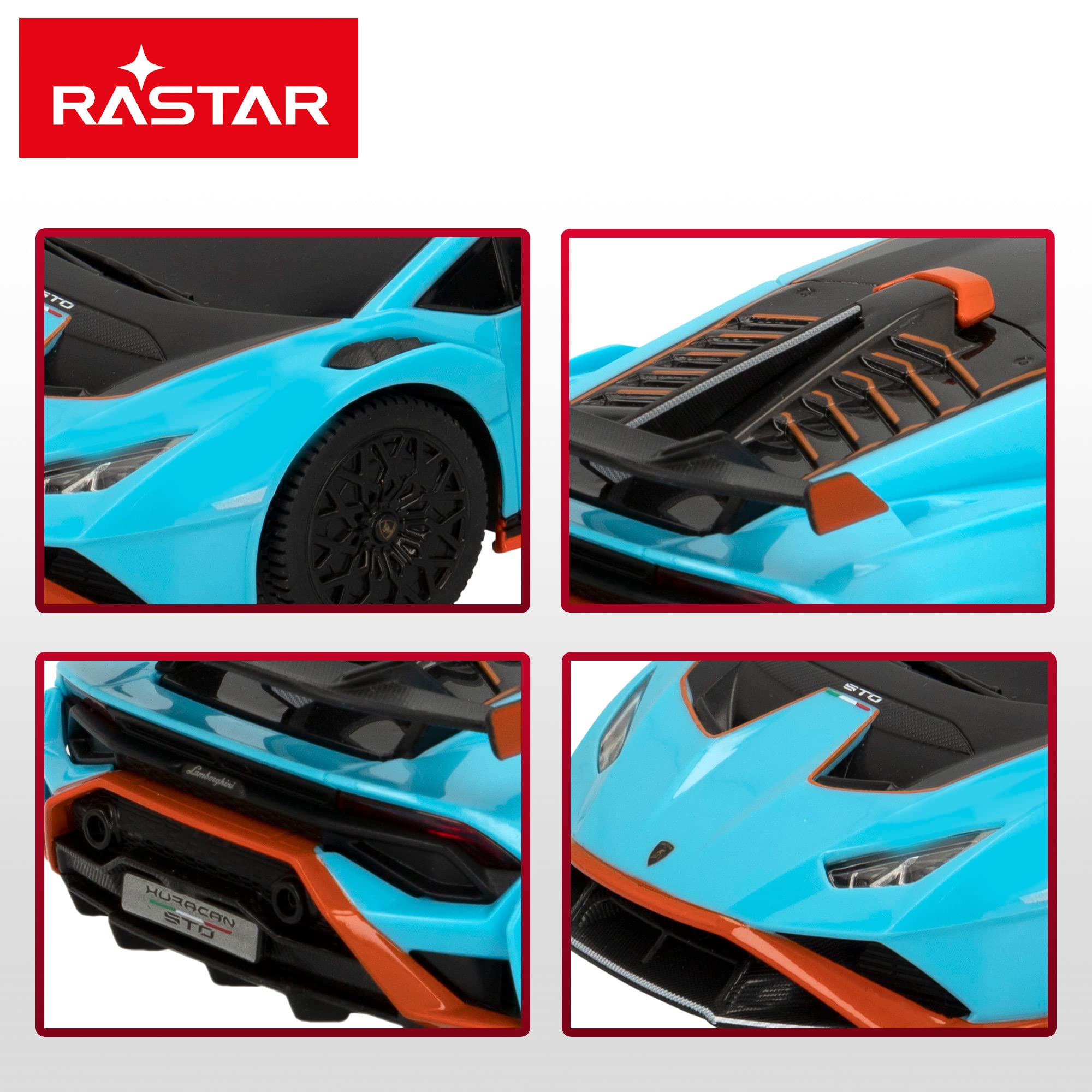 ColorBaby - Coche teledirigido Lamborghini Huracán STO, radiocontrol, Azul con Negro Escala 1:24, para niños y para Adultos, Juguetes para niños teledirigidos (46987)