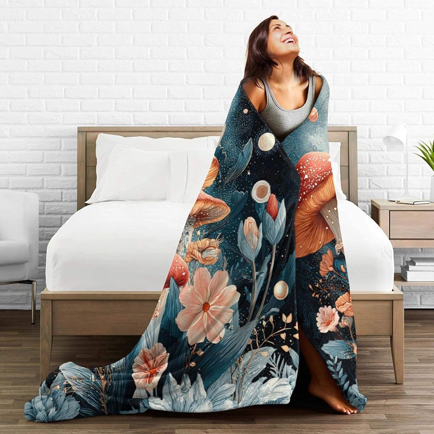 Mushroom Throw Blanket Soft Cozy Fleece Fuzzy Plush Warm Stuff Bedding Mushroom Blanket for Boys Girls Kids Adult Men Women 40"X50" - Image 8