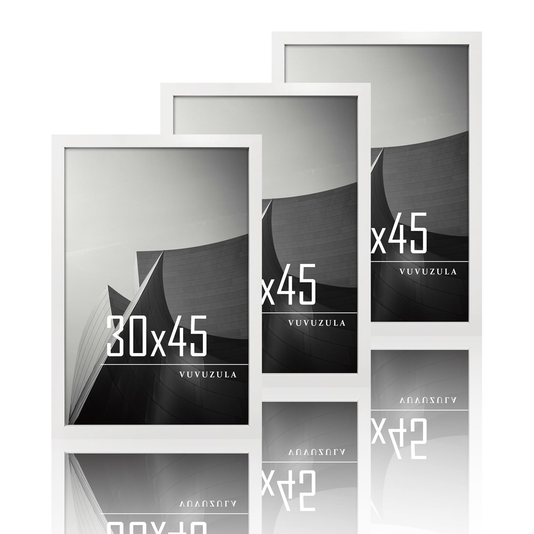 VUVUZULA Picture Frame 30 x 45 cm White Wood Photo Frame 12 x 18 Inch Wooden Frame MDF Frame 30 x 45 cm Set of 3