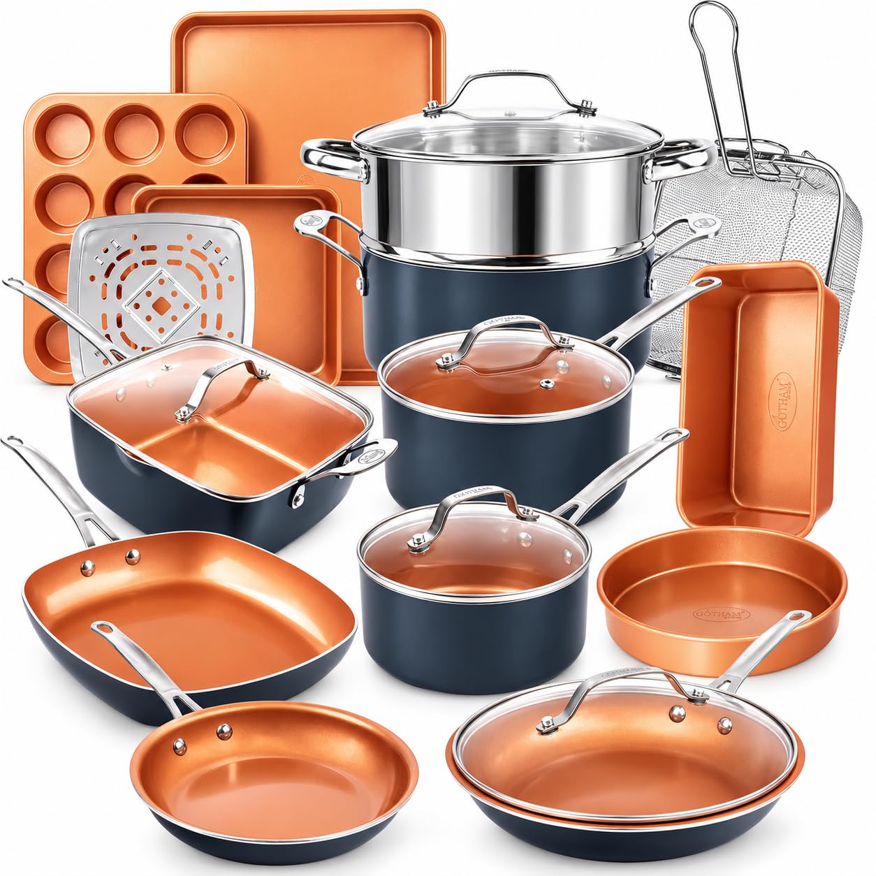 Gotham Steel 12-Piece Cookware Set - Nonstick & Diamond Infused -8 Gotham Steel 12-Piece Cookware Set - Nonstick & Diamond Infused -8