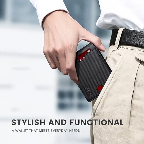 Miniatura 6 de Zitahli Carteras de los hombres Slim Rfid cuero plegable con caja de regalo, Negro (Midnight Black), Minimalista
