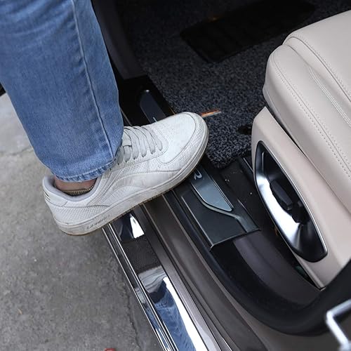 Miniatura 5 de YIWANG 304 acero inoxidable umbral de puerta Scuff Plate Insert Trim 4pcs para Jaguar XF 2016-2019