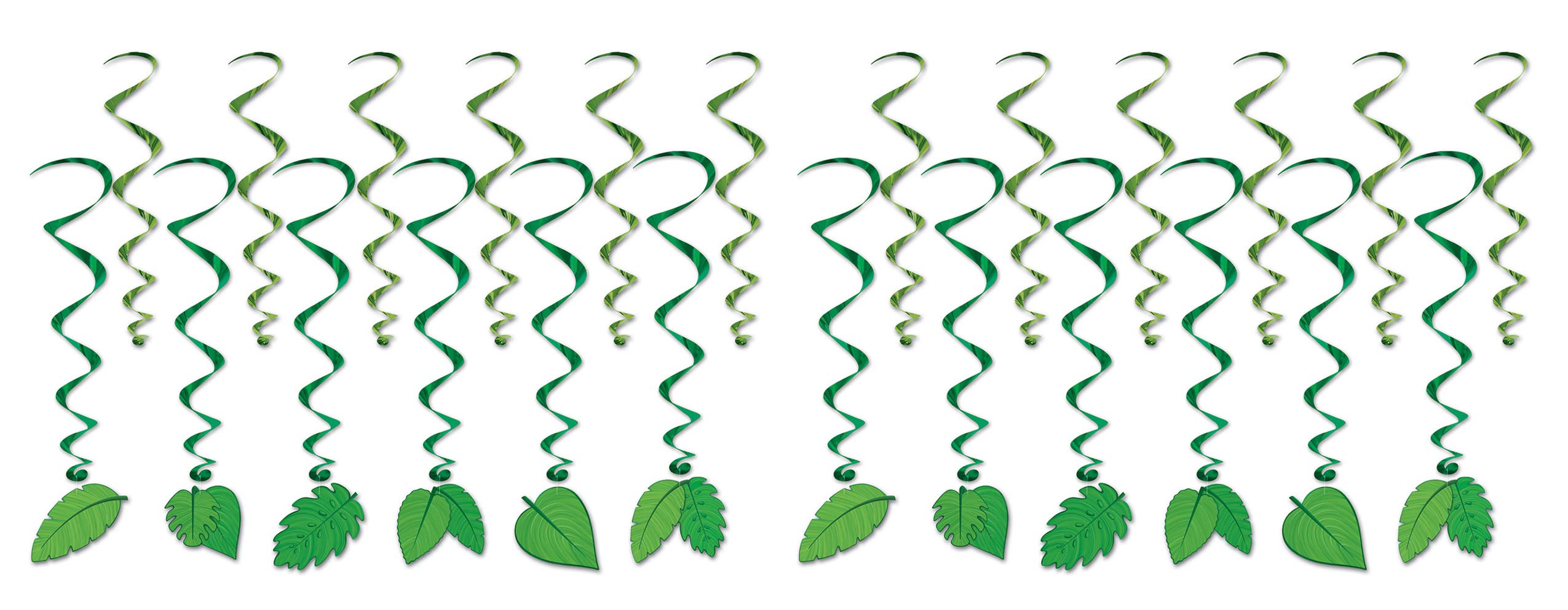 Décoration jungle avec spirales suspendues vertes Beistle pour anniversaire
