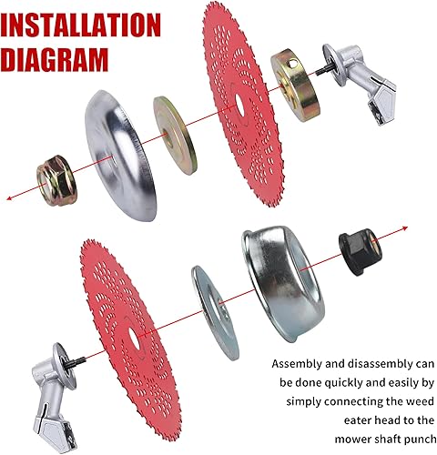 Miniatura 10 de Gashwer Cortador de cepillo de acero al carbono de 10 x 3 dientes y cuchillas con punta de carburo de 9 x 36 dientes con kit de adaptador universal