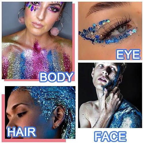 Miniatura 5 de evpct Paleta de sombra de ojos con purpurina individual, paleta de pegamento de gel, paleta de sombra de ojos, pintura corporal holográfica, blanco,