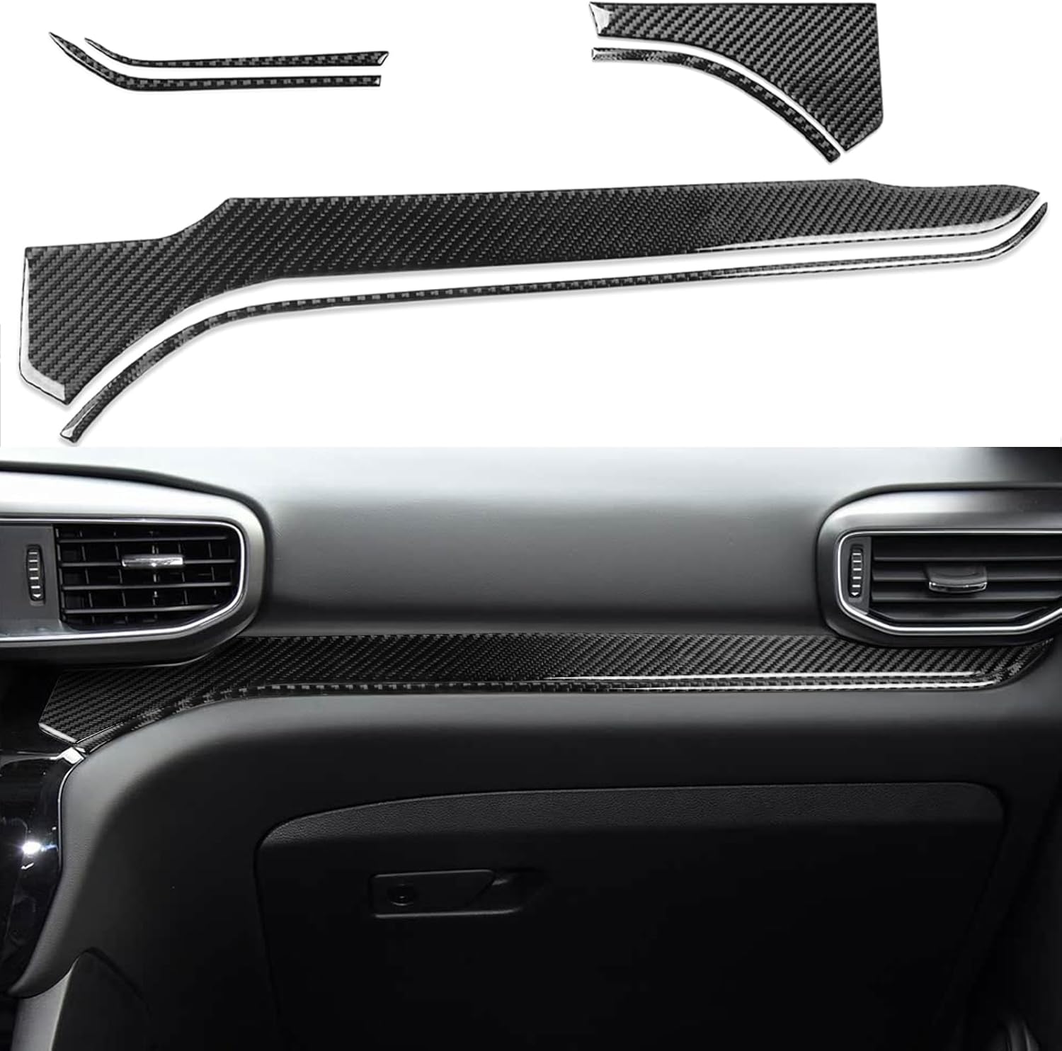 NVCNX Real Premium Carbon Fiber for Ford Explorer Accessories 2020-2024 2021 2022 2023 XLT/Limited/ST/Platinum/Timberline/ST-Line/King Ranch Dash Panel Strip Cover Interior Trim Sticker Decal 6PCs