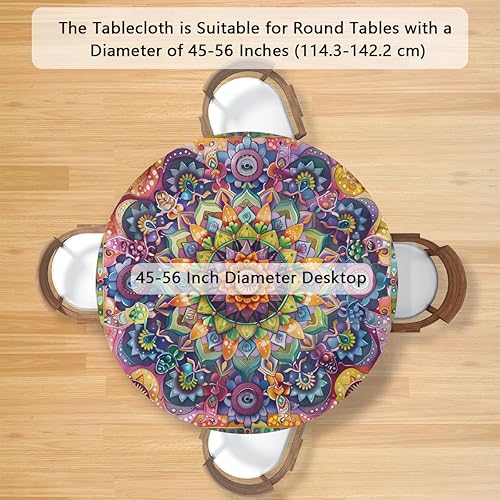 Vista 191 de Cardinal Bird - Mantel redondo ajustable con borde elástico de 36 a 42 pulgadas, mantel redondo elástico, impermeable, lavable, mantel circular