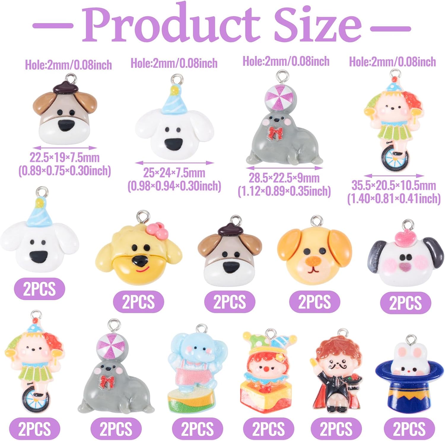 Cheriswelry Resin Charm Pendant 22Pcs Cute Animal Keychain Charms Cartoon Animal Hang Ornament 20-32mm for Necklace Earring Bracelet Jewelry Making DIY Craft - Image 3