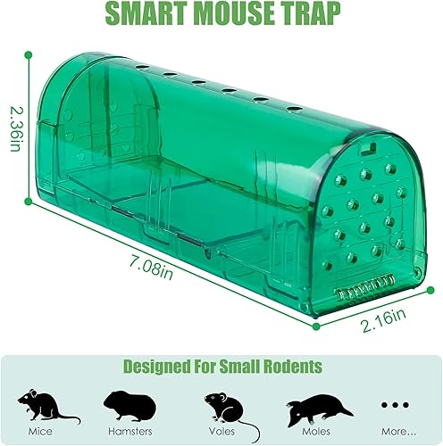 Miniatura 2 de Paquete de 2 trampas humanas para ratones, trampas para jaula de animales vivos para ratas, ratones, fáciles de usar y limpiar, sin liberación