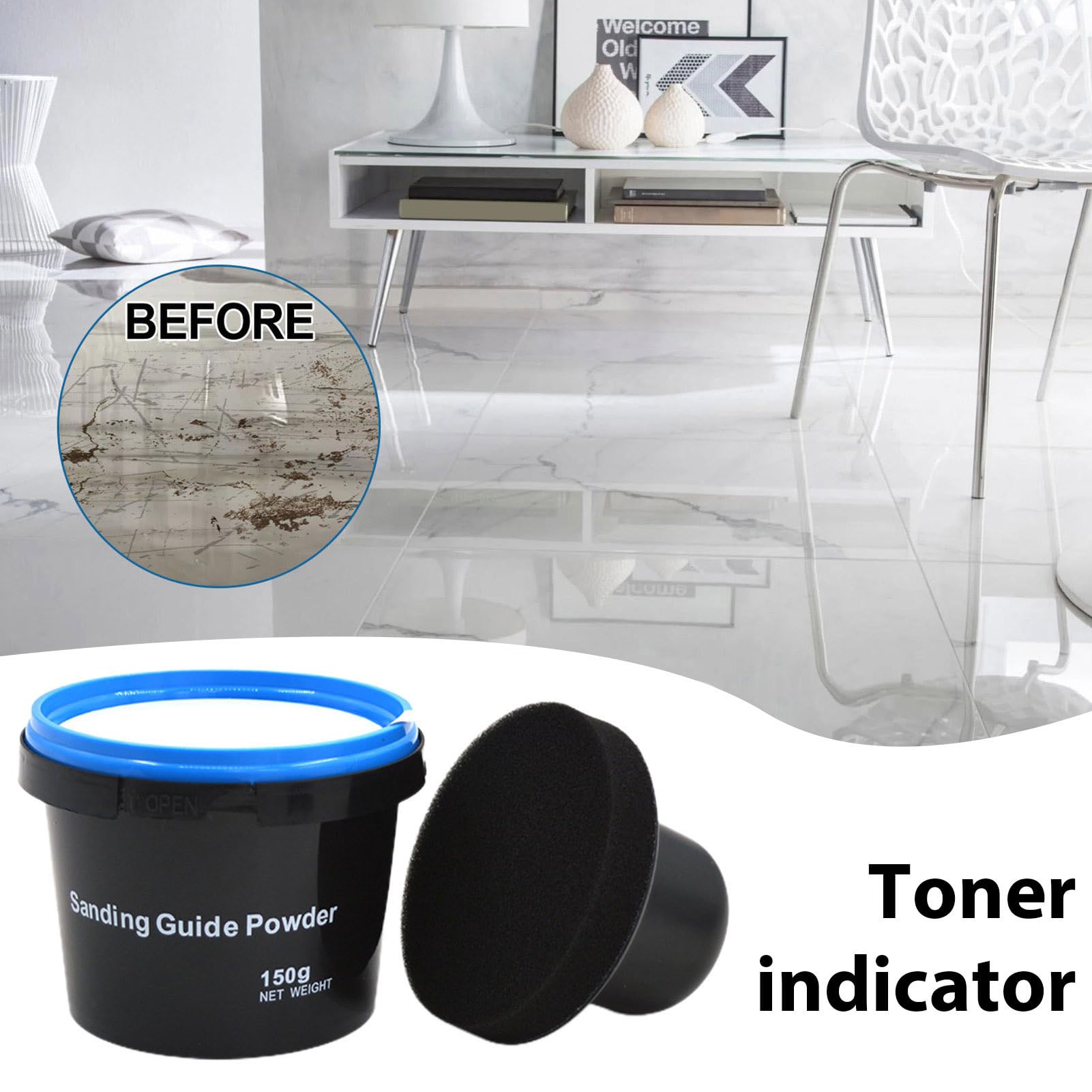 Guide de carrosserie automatique Powder - Marqueur noir à l'épreuve des fuites, indicateur de ponçage sec | Détection de polyvalente poussière pour le polissage du bois remplissant l'outil de