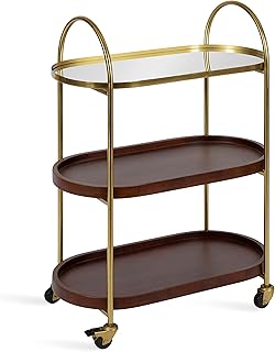 Kate and Laurel Maxfield Midcentury Modern Rolling Bar Cart, 26 x 13 x 3...