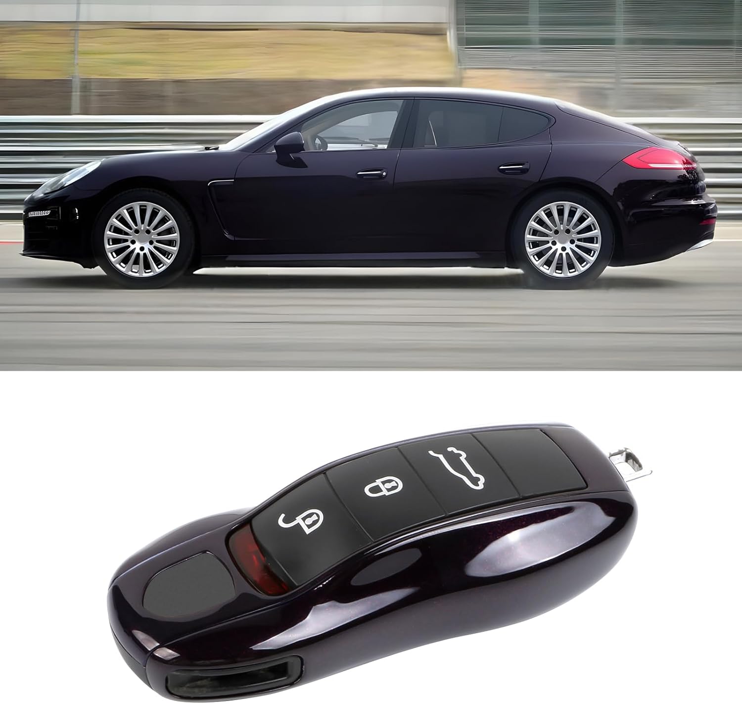 Amethyst Compatible with Porsche Key Cover for Macan 2014-2024 Cayenne 2011-2017 Panamera 2010-2016 911 2013-2018 718 Boxster 2013-2016 Cayman 2013-2016 Car Remote Key Fob Cover Case Replace