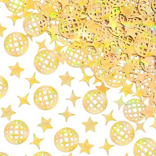xo, Fetti Gold Disco Foil Confetti - 200 pc | Birthday Party Accessory, Bachelorette Favor, Boogie DIY Activity, Bday Decoration, Glitter Table Decor, Groovy Tablescape