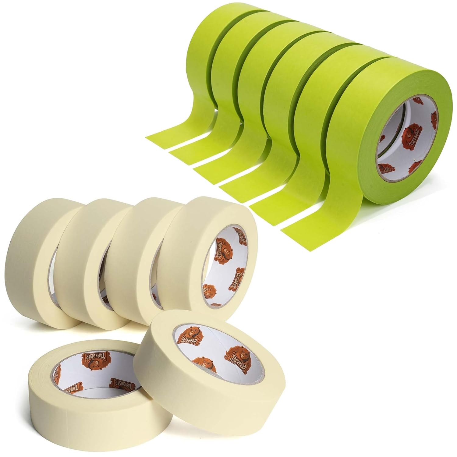 TAPEBEAR Beige Masking Tape, 21-Days Clean Removal Green Washi Masking Tape 1.41" x 60Yards