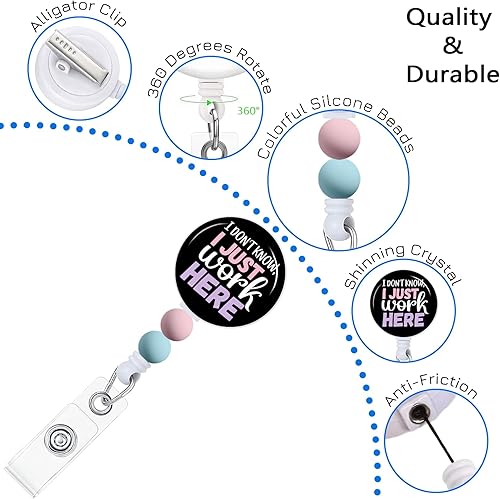 Vista 10 de Gctriki Carretes de insignia retráctiles con cuentas de silicona, clip retráctil con soporte de insignia, clip retráctil, llavero de identificación