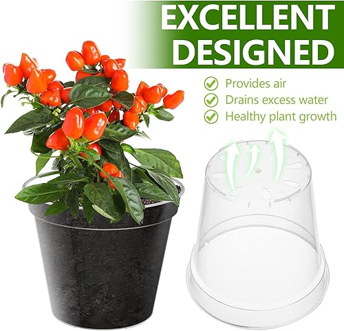 Miniatura 5 de Hoolerry Paquete de 12 macetas grandes transparentes para orquídeas con agujeros, macetas de plástico transparente para el cuarto de bebé, macetas
