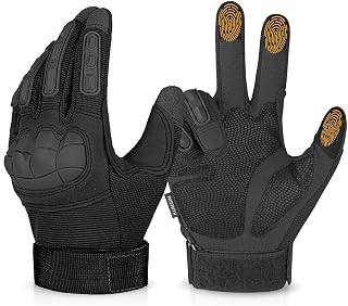 KUMGIM Tactical Gloves for Men - Touchscreen Motorcycle Airsoft Hunting Shooting Gloves, Black, Wear-Resistant Anti-Slip Protection