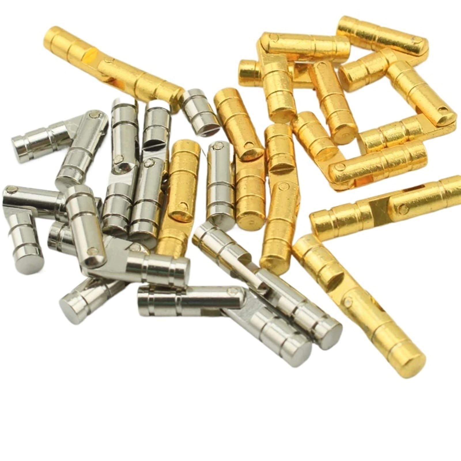 Door Hinges 10Pcs Copper Barrel Hinges Cylindrical Hidden Cabinet Concealed Invisible Brass for Jewelry Box Case Furniture Hardware for Bathroom(Gold 5x19mm)
